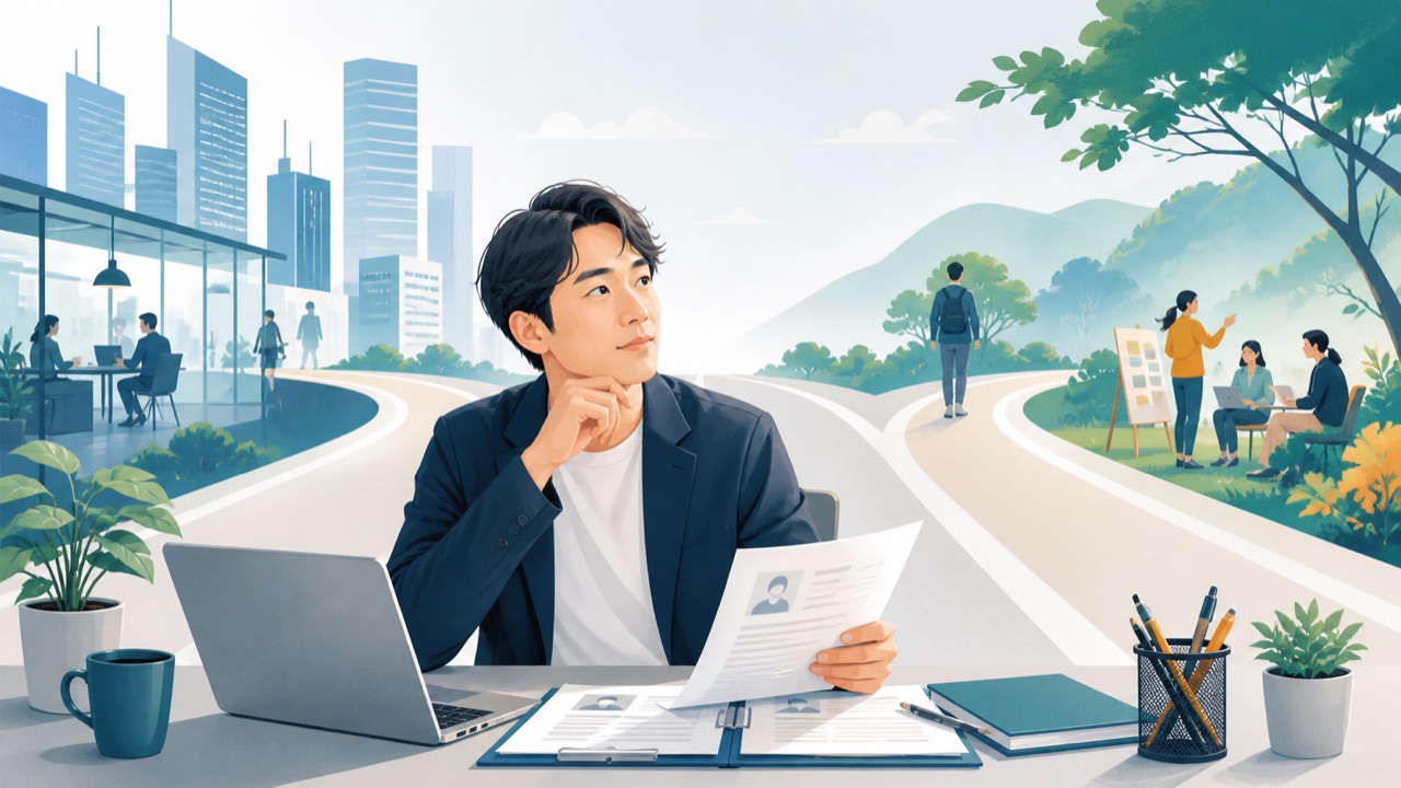 30代未経験転職で応募書類を見ながらキャリアを考える男性